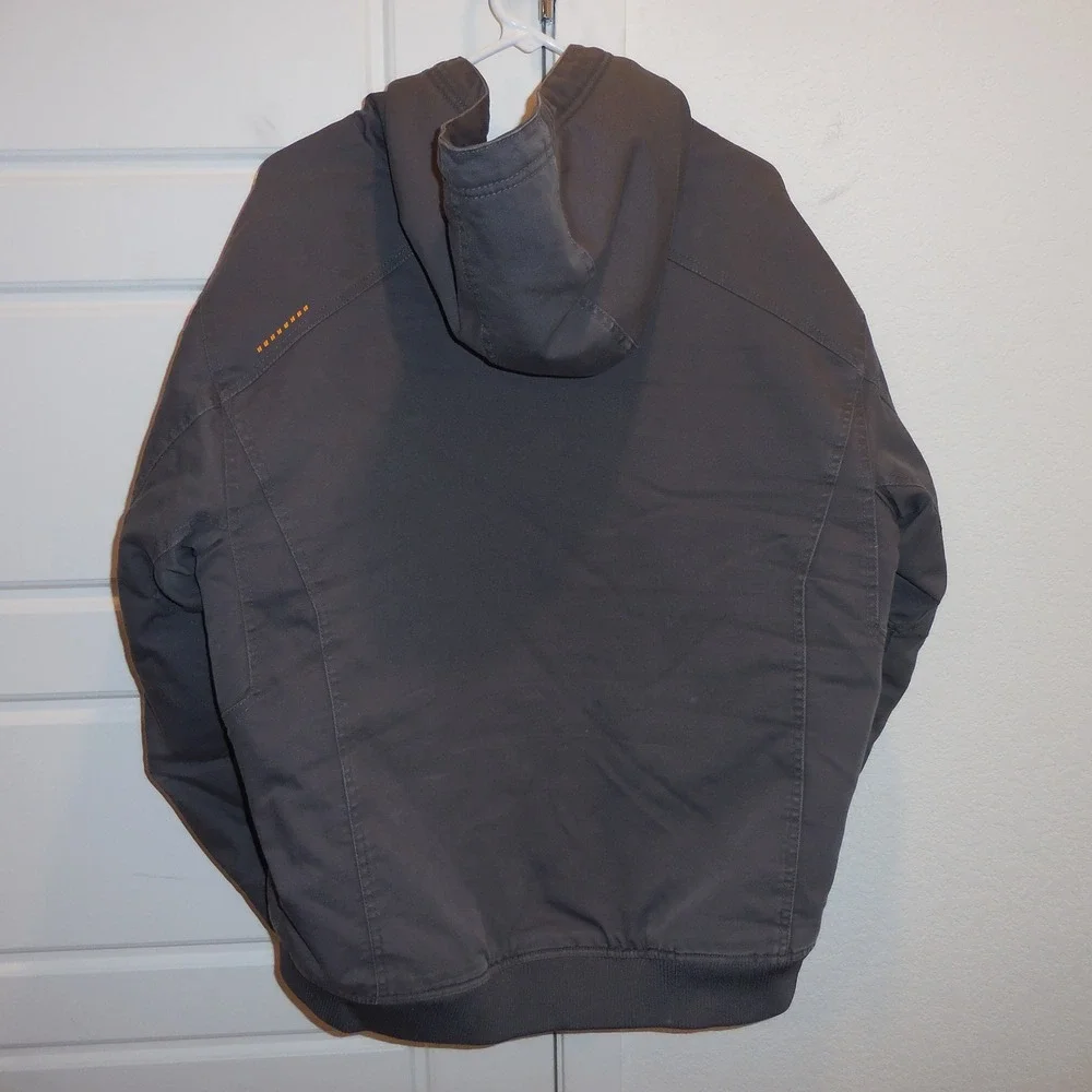 Ariat Rebar Mens Large Grey Sherpa Lined Canvas Hooded Work Jacket Coat 10023919